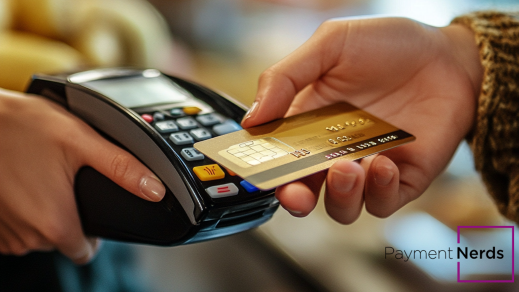 A woman using a card to make a payment