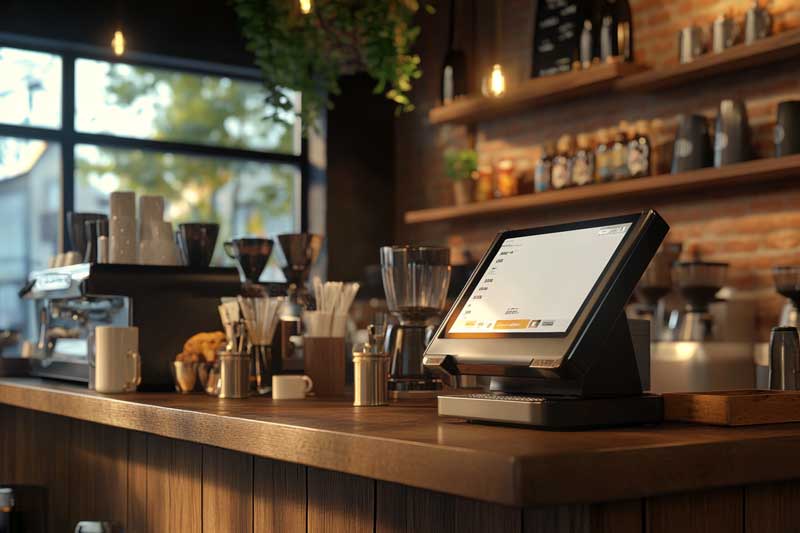 A modern online POS system in a classy cafe