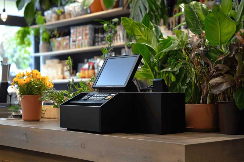 A modern online POS system in a vibrant retail store