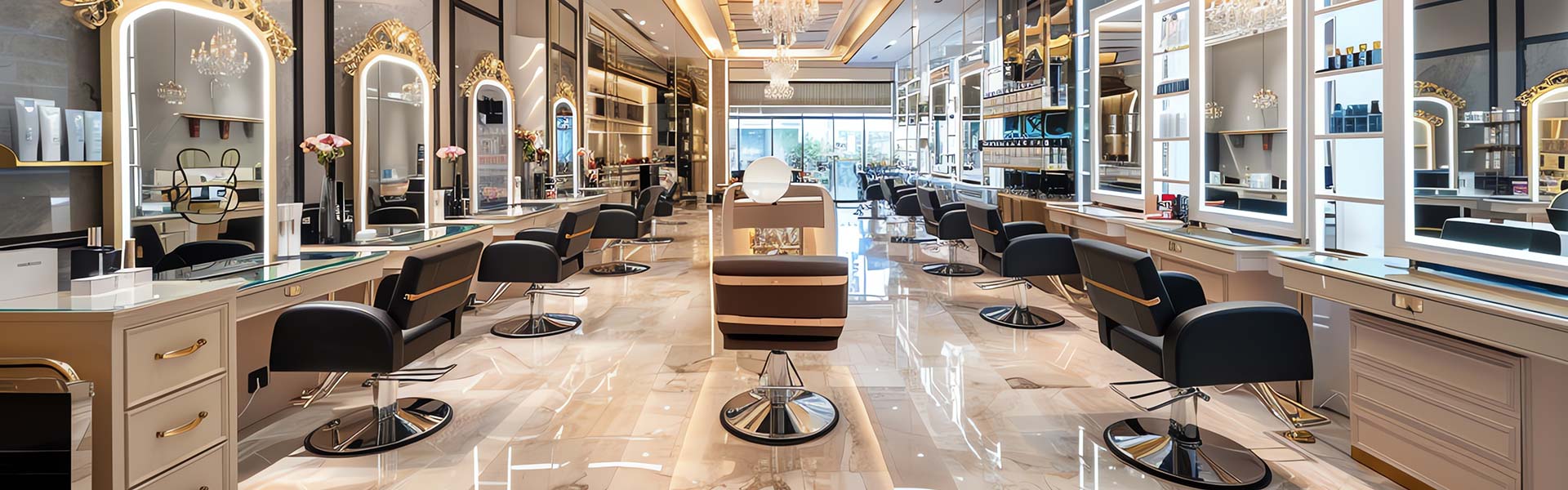 brightly-lit beauty salon