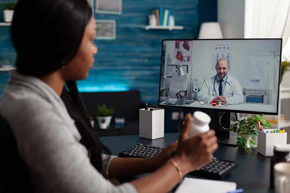 a woman on a telemedicine appointment