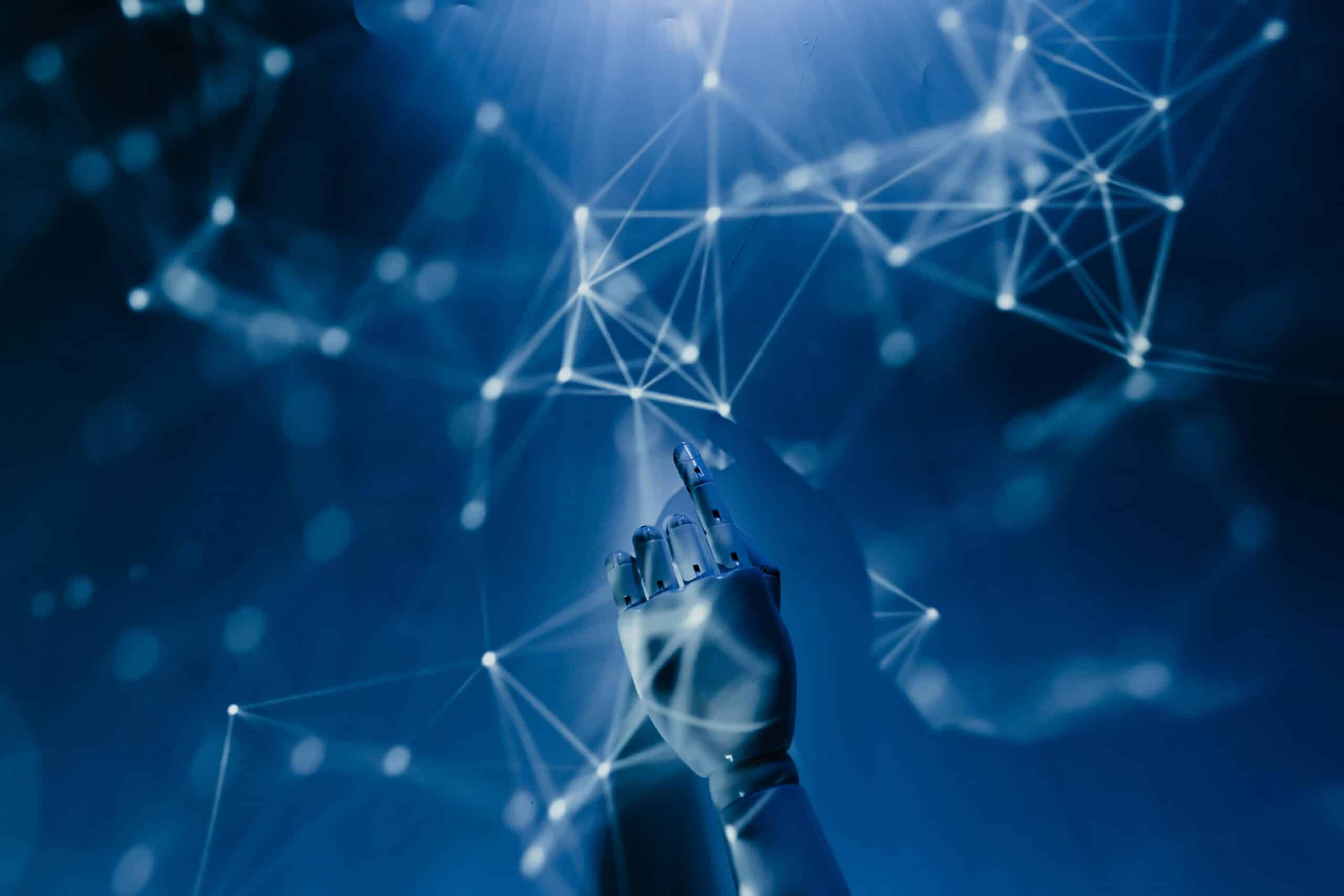 Data nodes suspended in air representing information