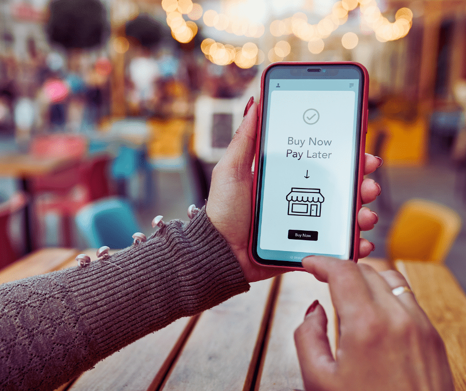 Cell phone screen showing option for buy now pay later