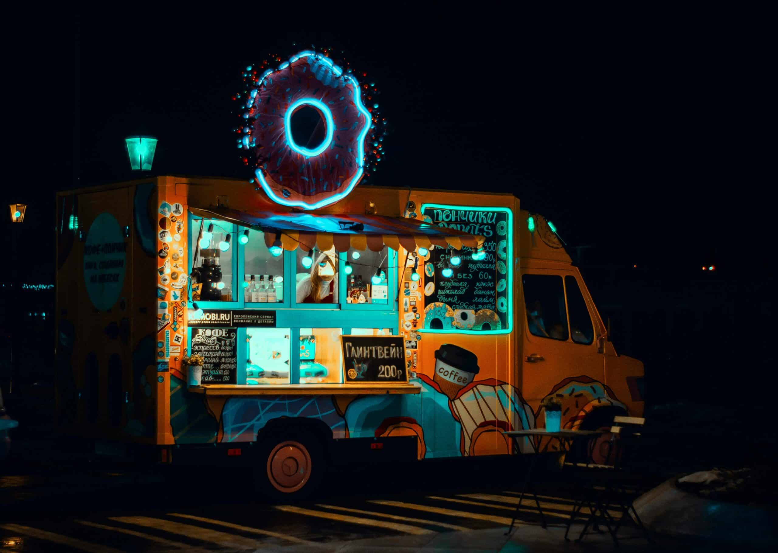 Donut food truck illustrating mobile credit card processing