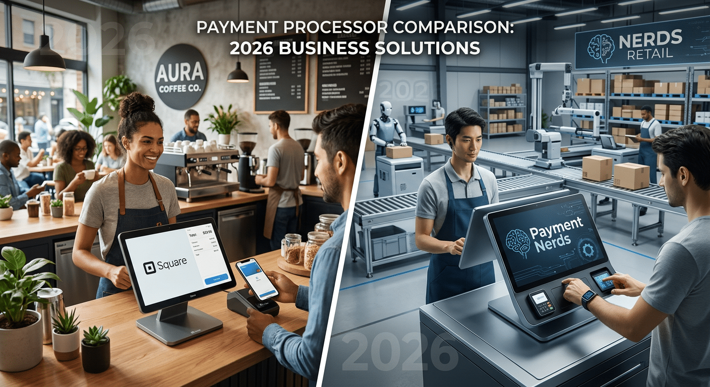 Payment Nerds vs Square setup for a business POS comparison