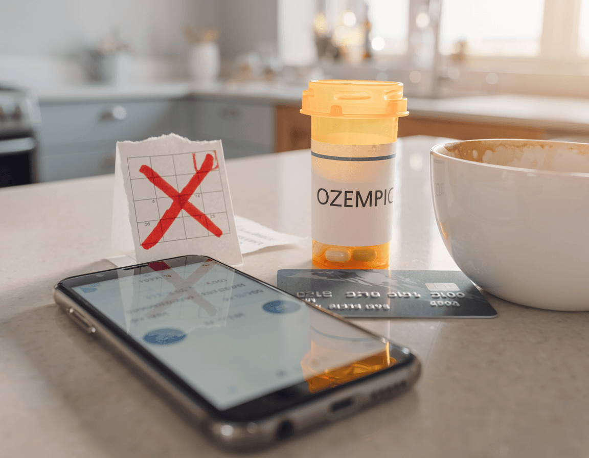 Ozempic pill bottle and a cell phone